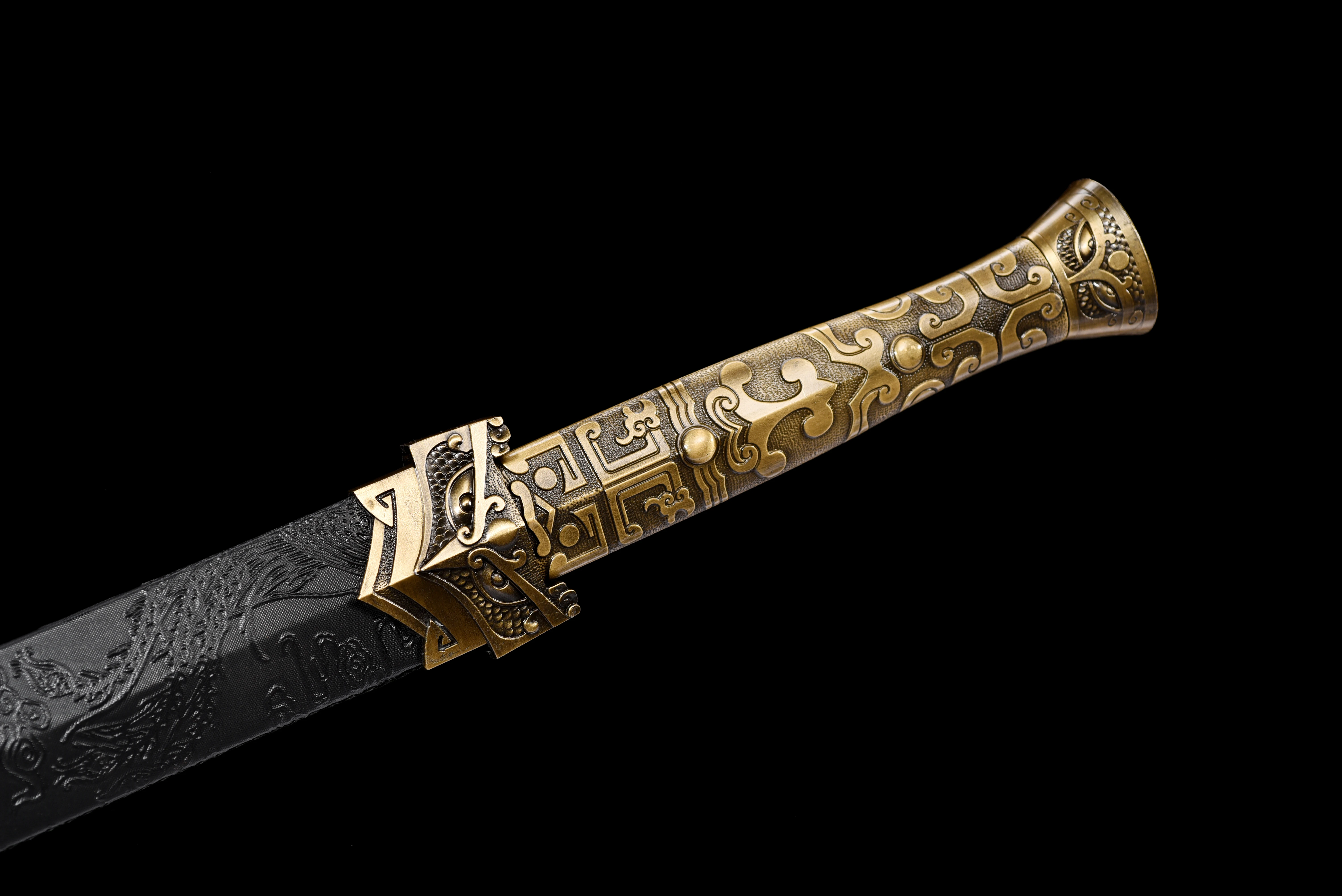Chinese Dragon Gold katana samurai sword,collected by medieval martial arts enthusiast Full Tang,sharp blade for battle  Knights
