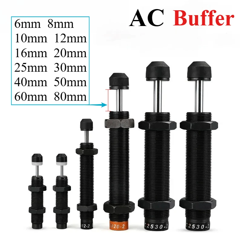 AC Pneumatic Shock Absorber Oil Hydraulic Ac0806 1210 1412 2525 2530 2550 2580 Shock Absorber Damping Cylinder Steady Speed