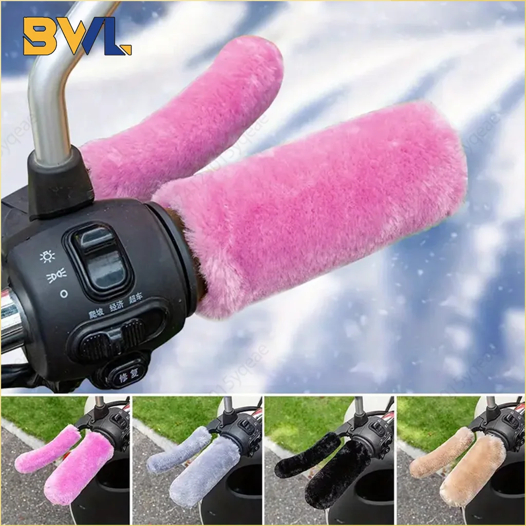 Winter-Plüsch-Lenkerabdeckungen, warme, rutschfeste Handschuhe, Handschuhe für Elektroroller, Motorrad, Dreirad, winddichter Griff, Handschutz