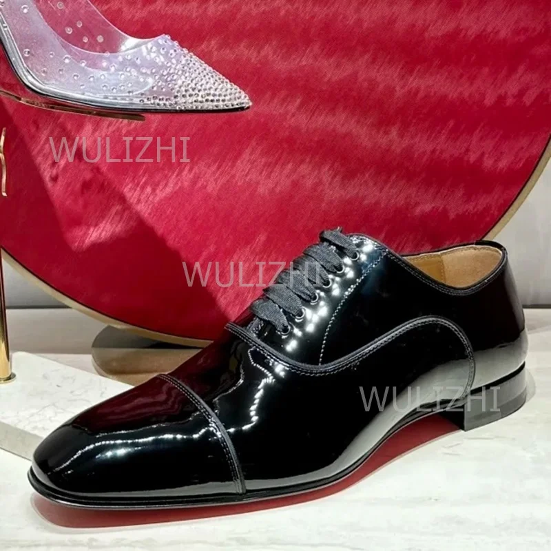 red-rubber-sole-black-patent-leather-lace-up-men-luxury-party-sporty-casual-summer-wedding-shoes-square-toe-shiny-mirror-loafers