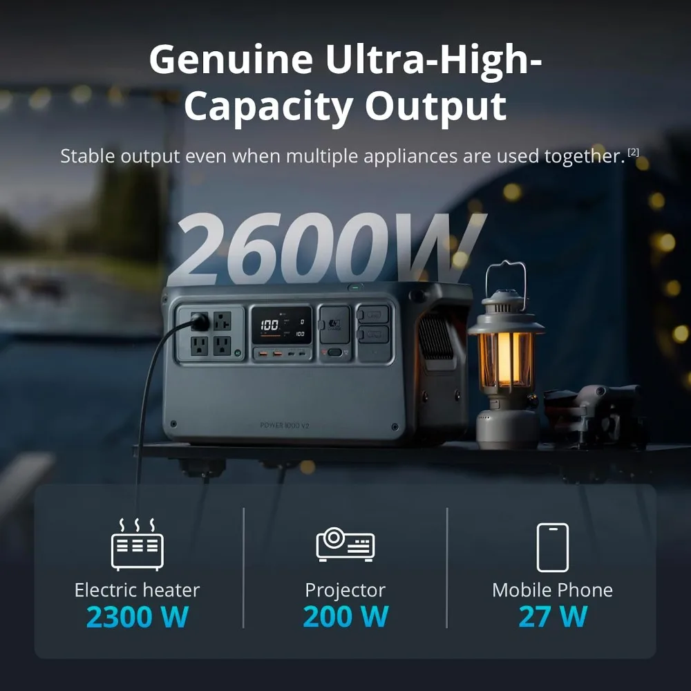 Power 1000 V2 Portable Power Station with Protective Storage Bag 1024Wh LFP Battery