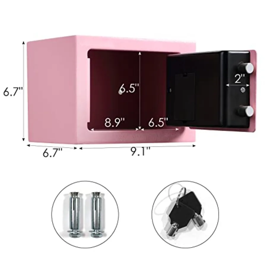 Safe Box 0.23 Cubic Feet Electronic Digital Security Box, Keypad Lock Box Cabinet Safes, Solid Alloy Steel Office Hotel Home Sa