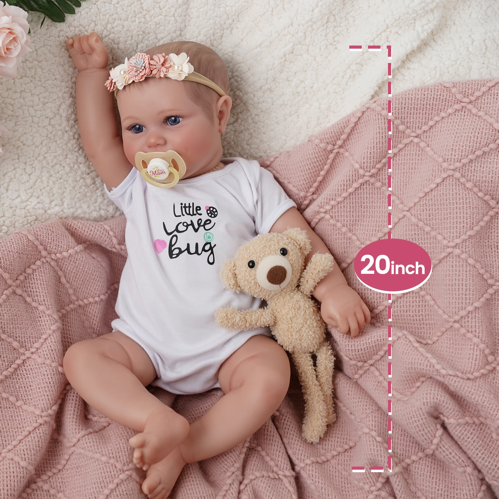 BABESIDE 20" Realistic Reborn Baby Doll - Lifelike Sleeping Newborn with  Accessories for Kids 3+