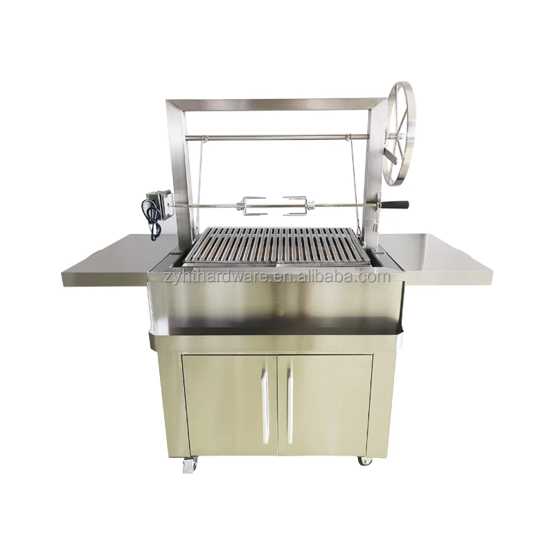 Outdoor Freestanding Height Adjustable Stainless Steel Wood or Charcoal Burning Argentine Style Grill