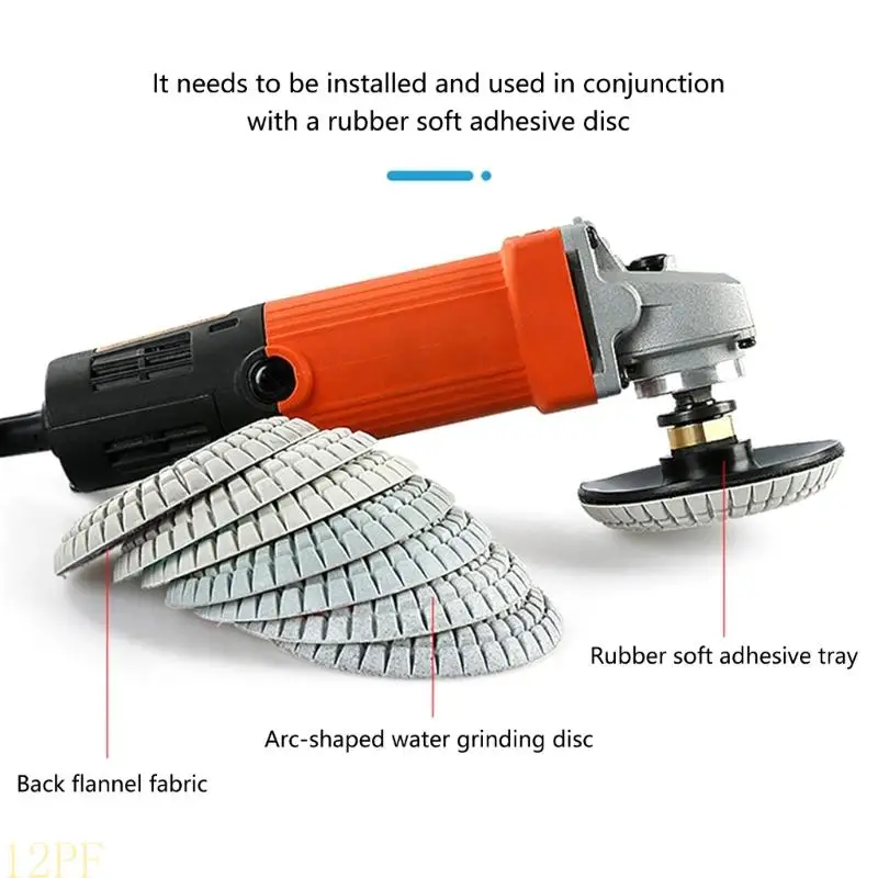 12PF 7Pcs 4inch 100mm Metal Polishing Pad Set Wet/Dry for Stone Concrete Marble Polishing Use Grinding Discs Set