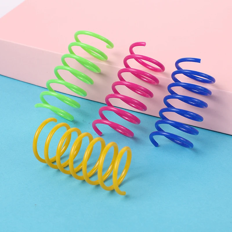 Small Cat Toy Wide Durable Heavy duty Cat Spring Toy Colorful Spring Cat Pet Toy Spiral Spring 4 pieces