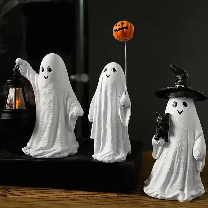 

2025 Halloween Decor: Cartoon Pumpkin Ghost Figurine – Charming Ornament for Desk & Home Party Settings
