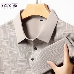 2025 Men's New Printed Business Casual Short sleeved POLO Shirt Fashion  Comfortable and Breathable Top