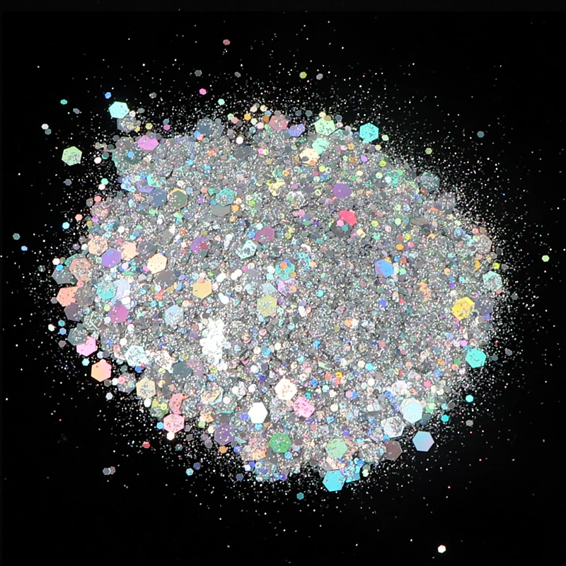 50G Holographic Mixed Hexagon Shape Chunky Nail Glitter Chameleon Sequins Laser Sparkly Flakes Slices Manicure Art Decoration #M