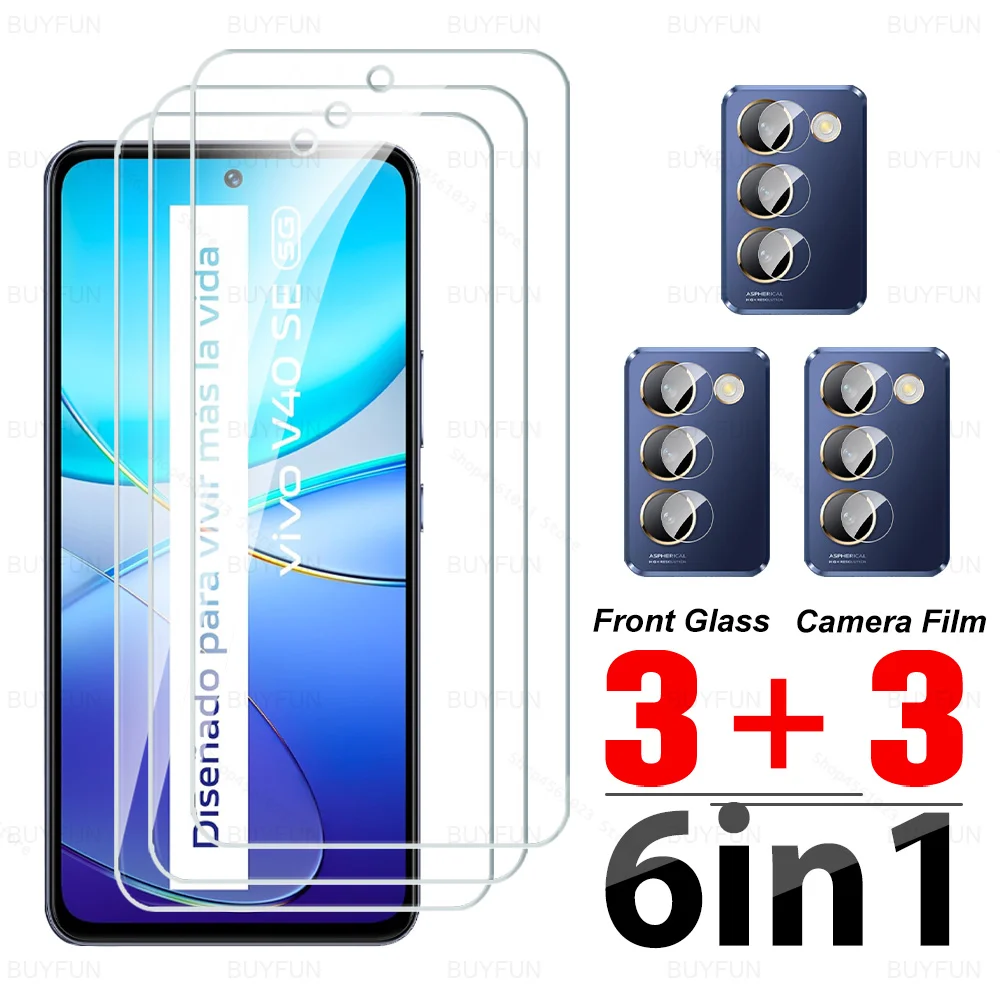 6 in 1 Glass For Vivo V40 SE 5G Full Cover Tempered Glass Case For Vivo V30 Lite 4G Screen Protector HD Lens Film V40SE V30Lite