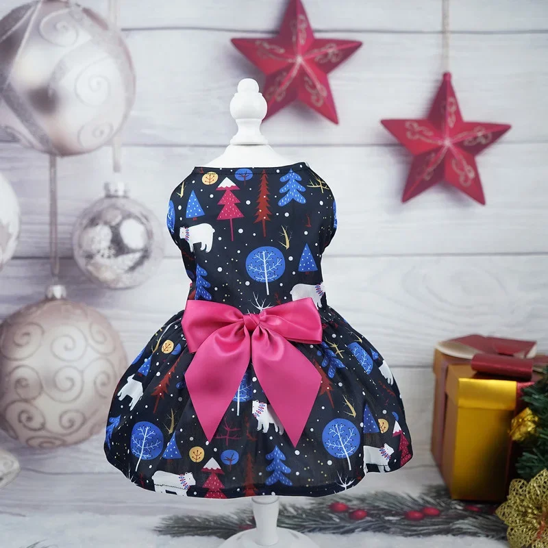 Christmas Dog Clothes Dog Dress Xmas Clothes Winter Cosplay Cat Pet Cute Printed Skirt Fancy Princess Puppy Dress Pet Clothing