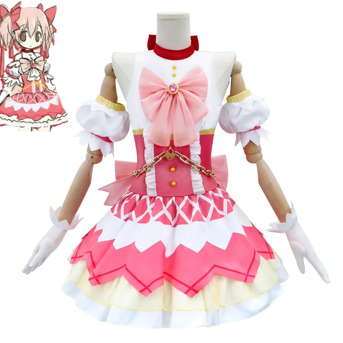 Disfraz de Anime Puella Magi Madoka Magica Kaname Madoka para mujer, vestido rosa mágico, zapatos Lolita, traje Kawaii