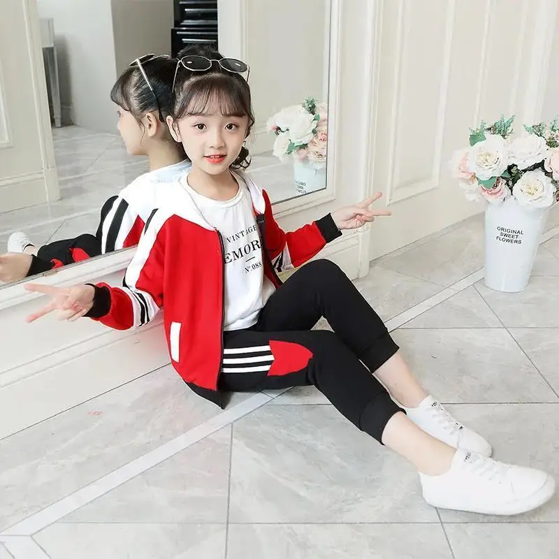 Girl Fashion Outfit 2Pcs Set Spring Autumn Toddler Girls Hooded Cotton Sweatshirt+Pants Student Tracksuit Boutique Girls Clothes