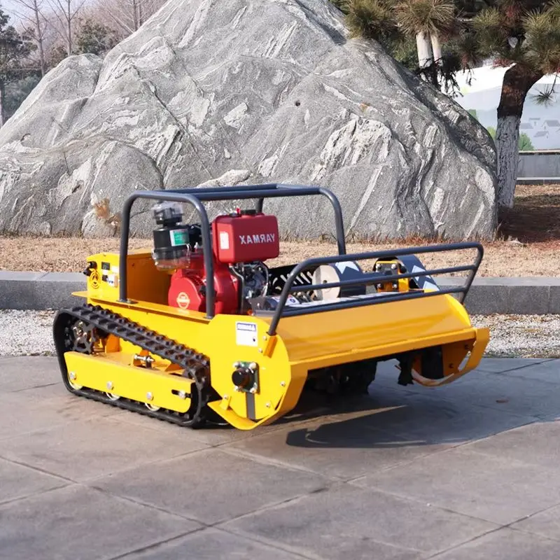

Customized small crawler-type lawn mower, industrial-grade remote-controlled all-terrain self-propelled rotary blade flail mower