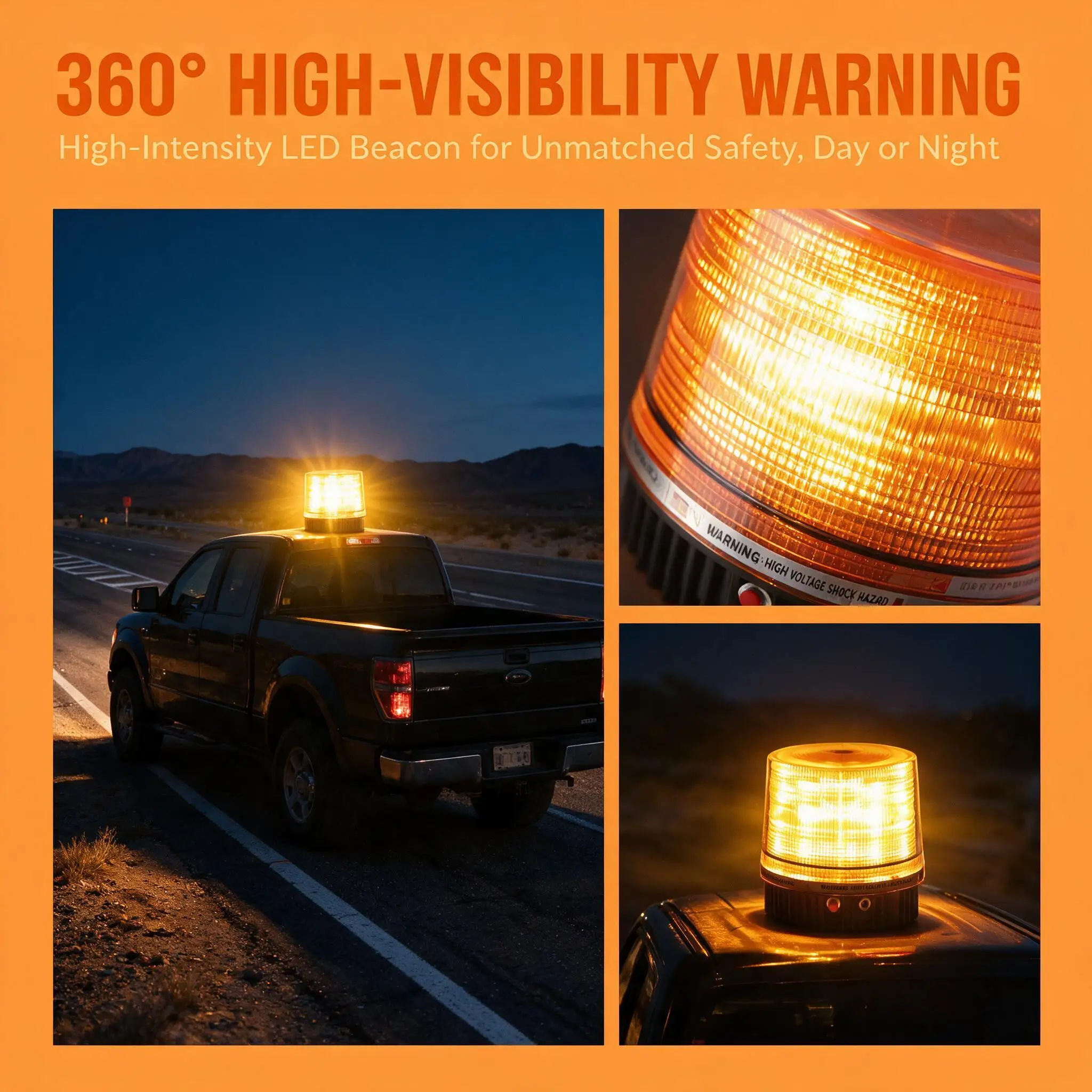 Portable LED Flash Charging Wireless Red Amber Blue Magnetic Flashing Warning Light Rescue Suitable For 12V-24V Vehicles