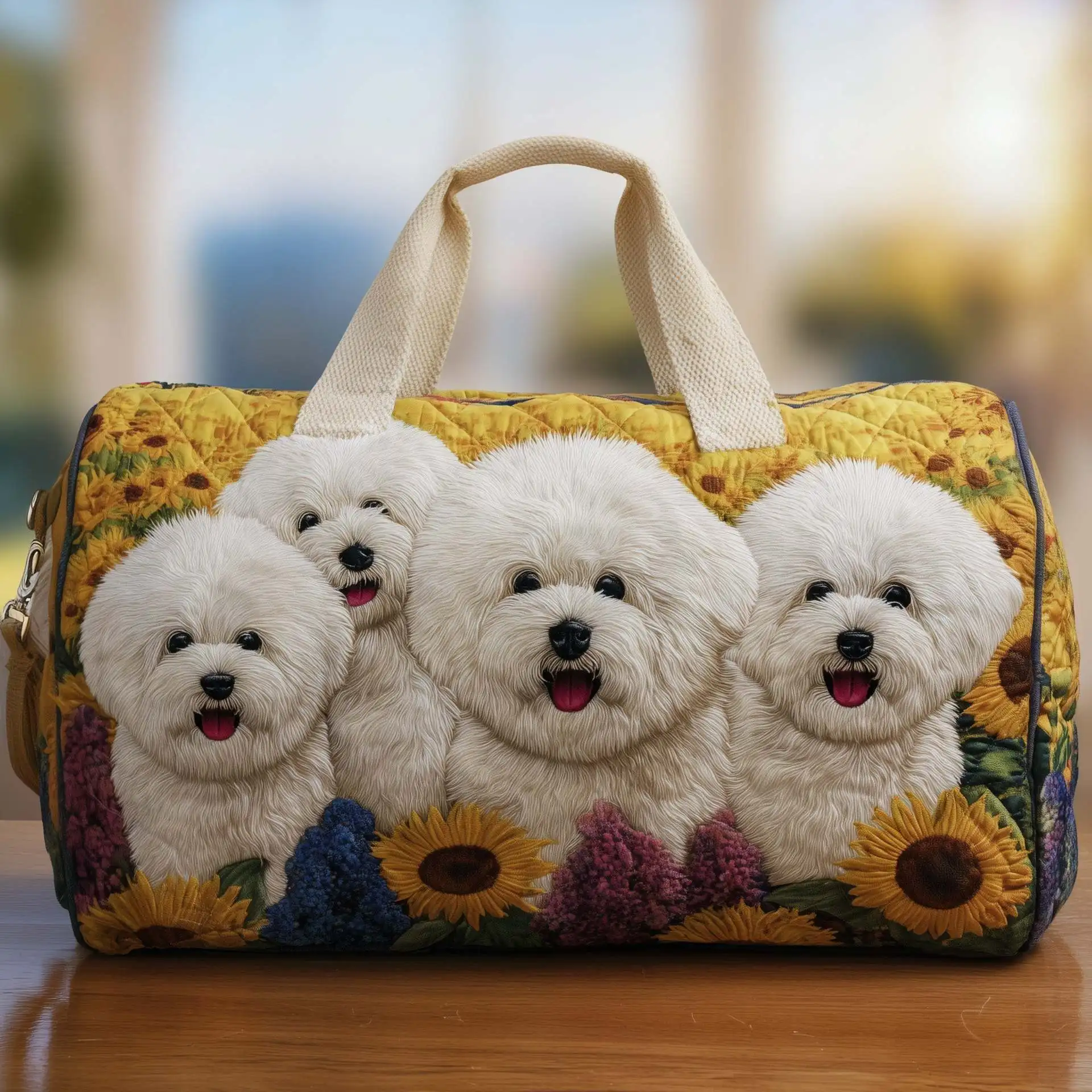 

Сумки с 3D-печатью и стеганым узором, с изображением милой собачки, персонализированные подарочные сумки, сумки-тоут, сумки для путешествий, пляжные, походные, кемпинговые сумки на заказ