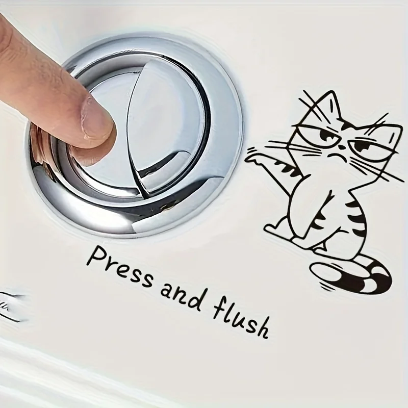 1pc Cartoon Cute Mischievous Cat Toilet Sticker | Self-adhesive, Removable PVC Wall Decal for Bathroom, Semi-matte Finish