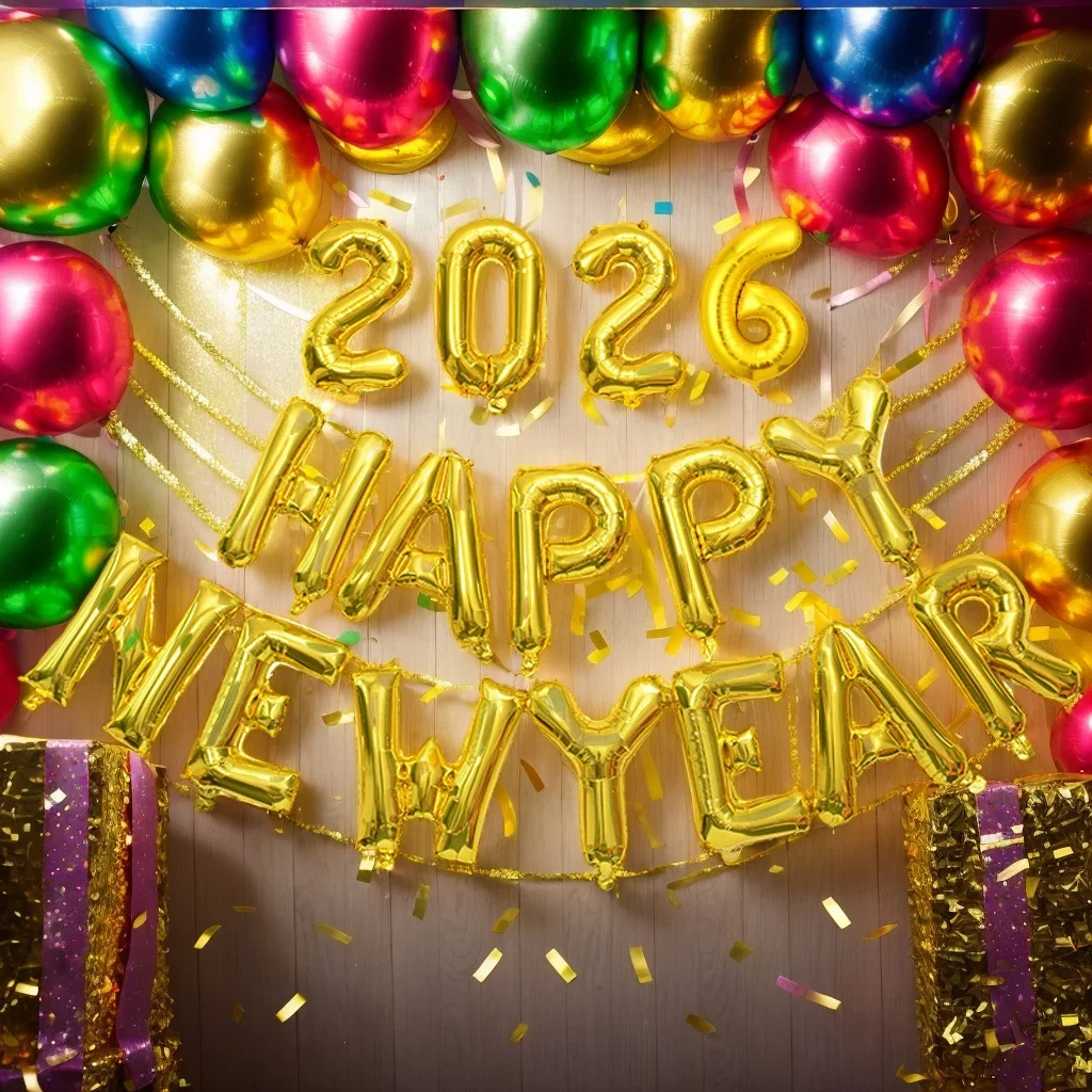 1Set Frohes Neues Jahr 2026 Aluminium Folie Ballon Flagge Dekoration Neue Jahr Szene Foto Requisiten Festival Party Liefert 16 zoll Ballon