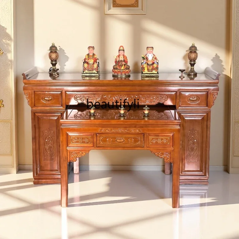 

Solid Wood Altar Table Buddha God of Wealth Eight Immortals Table Rural Household Incense Table