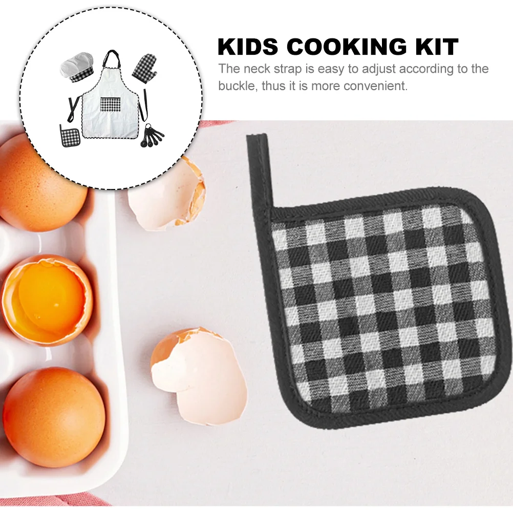 1 ensemble de tabliers de cuisine pour enfants, matériau supérieur résistant aux rides, sangle de cou réglable, Mini outils de cuisson de cuisine, sans danger pour les aliments