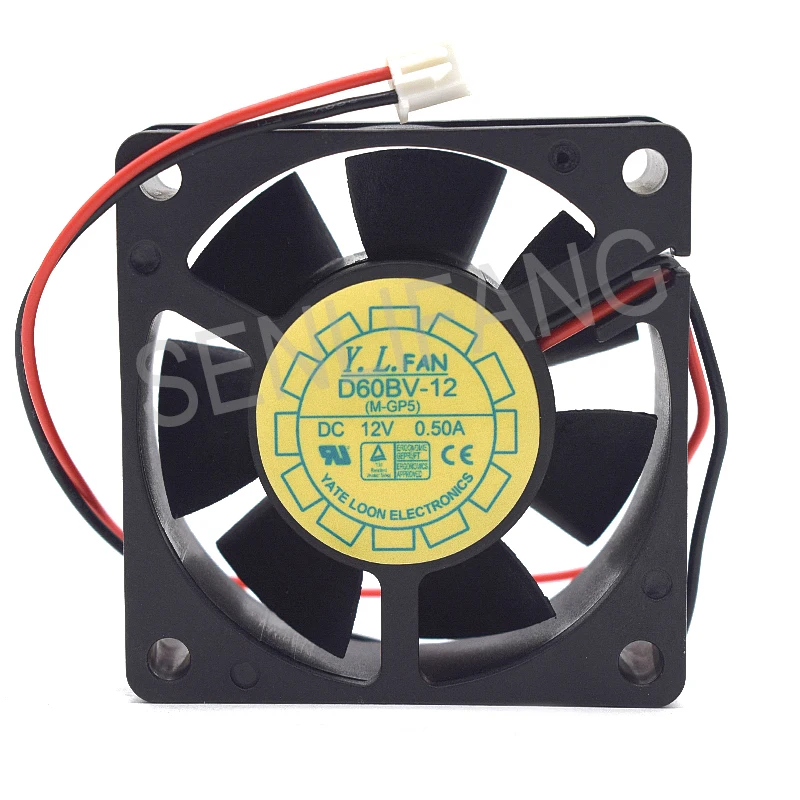 ใหม่เอี่ยม D60BV-12 Cooler สำหรับ Y.L.พัดลม DC12V 0.50A 60*60*20มม.6ซม.2Wires พัดลมทำความเย็น