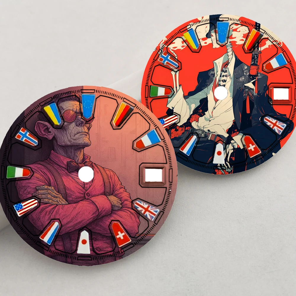 Orologi da 28,5 mm quadrante nh35 quadrante personalizzato uomo bello quadrante stampa a colori nh35 quadrante dell'orologio adatto parti di orologi con movimento NH35/36/NH34