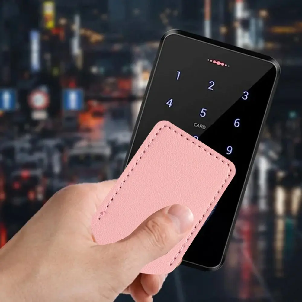 Useful Protective Card Sleeve PU Leather Rectangle Access Control Card Cover Case With Keychain Key Ring For Airtag