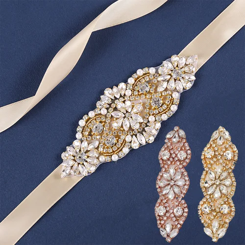 Parche de cristal brillante para vestidos de novia, apliques de diamantes de imitación con cuentas hechas a mano, decoraciones de costura de ropa DIY, venta al por mayor, caliente