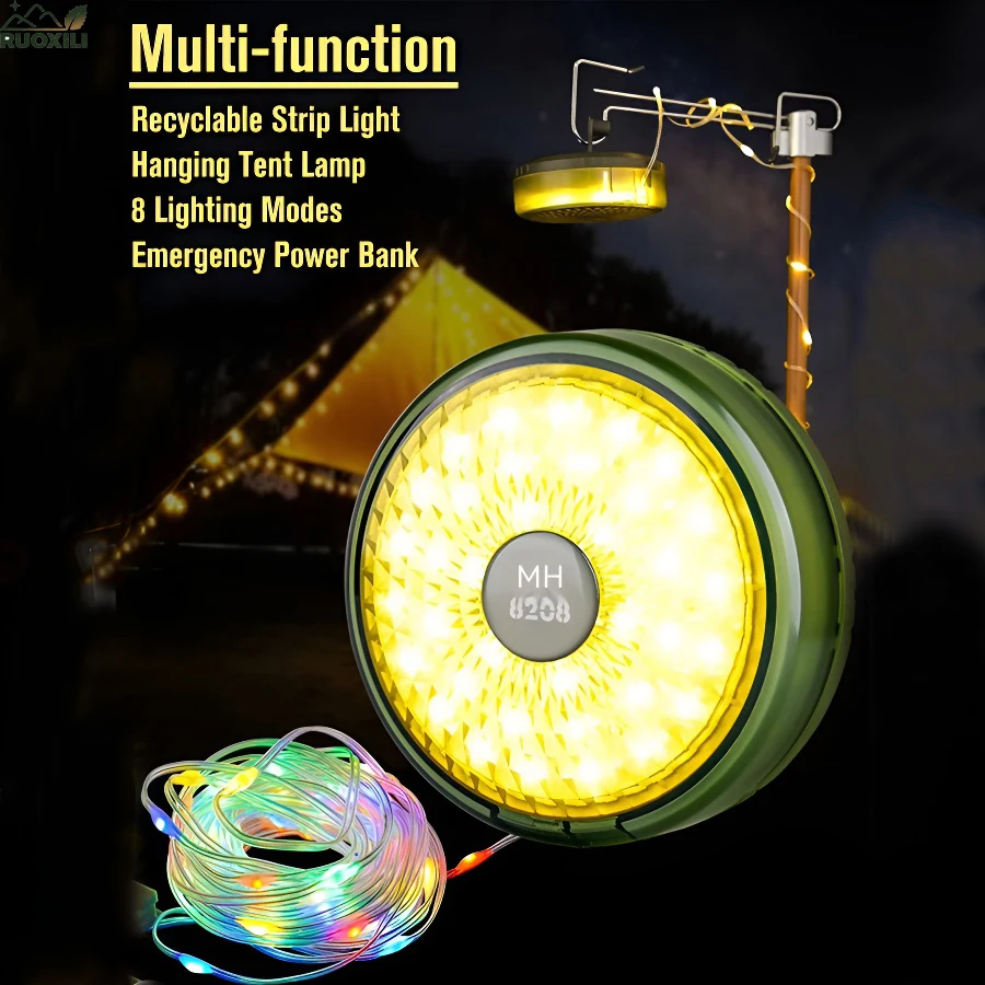 

32.8FT Rechargeable LED Camping String Lights Waterproof Outdoor Tent Fairy Lights for Garden Wedding Party Indoor Home Decor