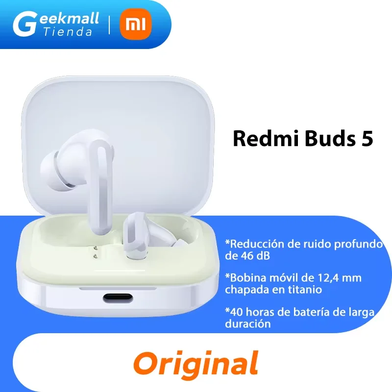 Xiaomi Redmi Buds 5 Earphone TWS Wireless Bluetooth 5.3 46dB Active Noise Cancelling Earphone 40 hours Battery Life Headset