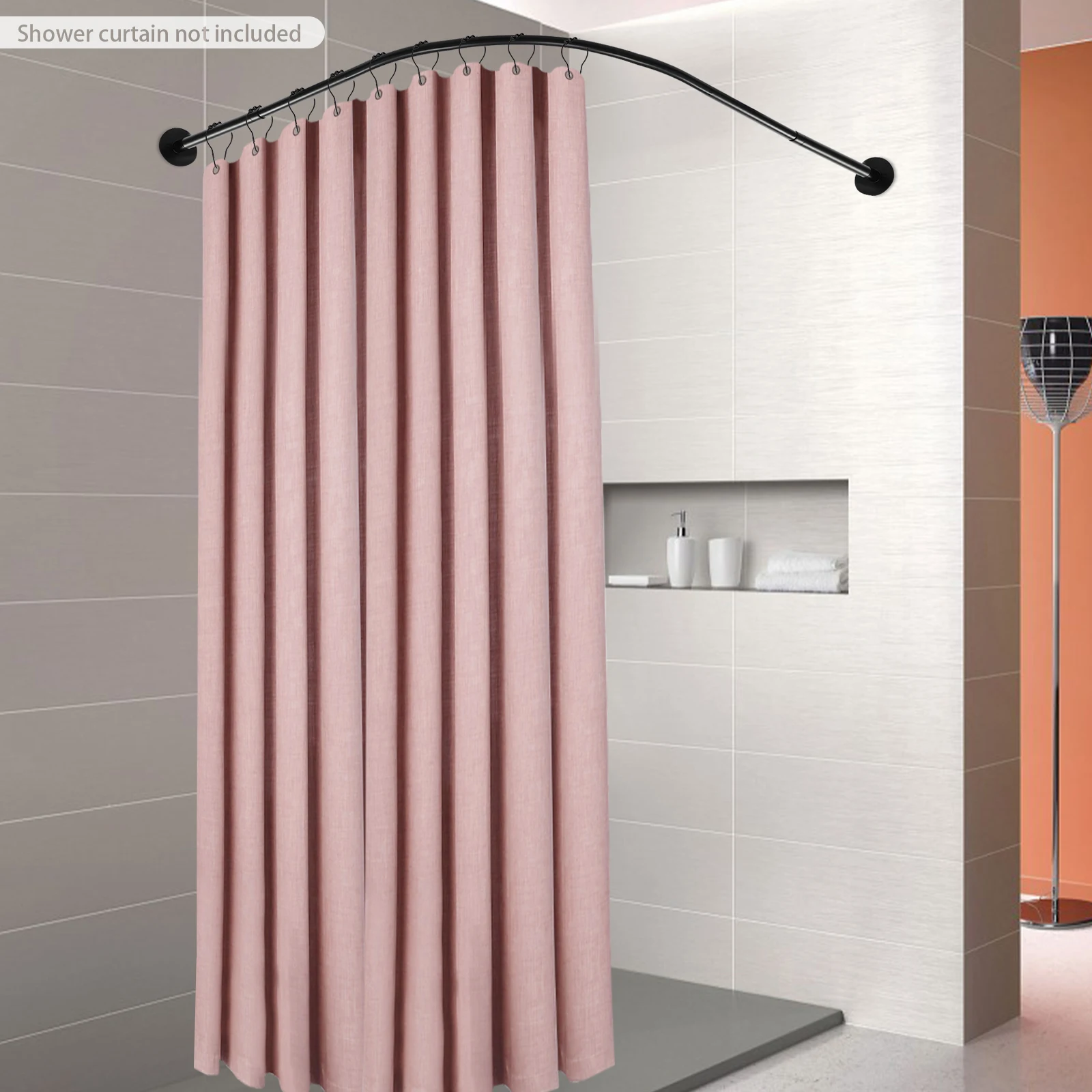 

L-Shaped Shower Curtain Rail Undrilled Stainless Steel Shower Bar Telescopic Rod for Bathroom Bathtub Dressing Room