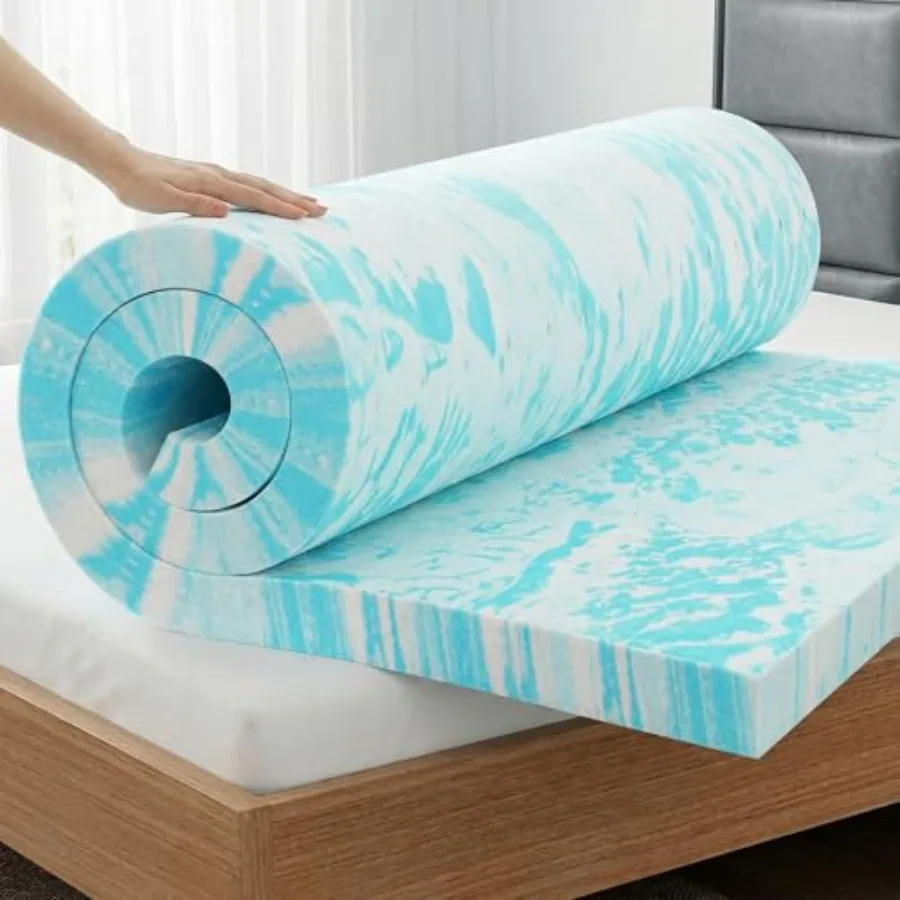 Gel Memory Foam Mattr Topper, King 4 Inch Gel, Cooling Gel Infused Soft Comfy Breathable, Prure-Relieving, CertiPUR-US Certifie
