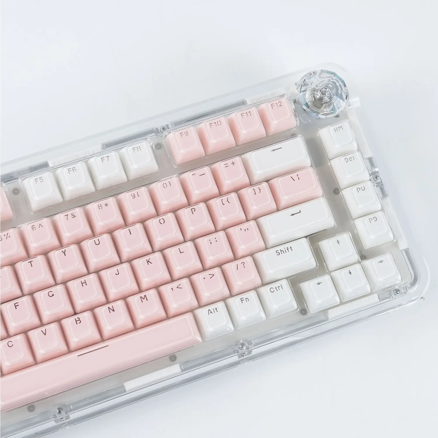 136Keys Jelly Crystal Keycap OEM Height Character Translucent Cute Round Pink Blue Diy Mechanical Keyboard Ice Crystal Keycaps