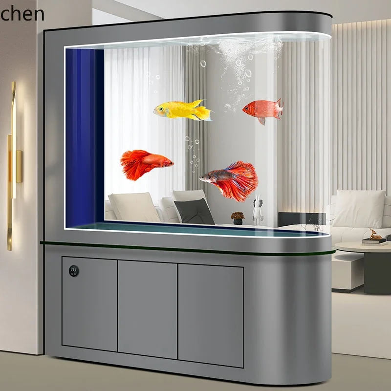 YFY Screen Fish Tank Living Room No Water Change Creative Bullet Aquarium Partition Goldfish Tank Medium
