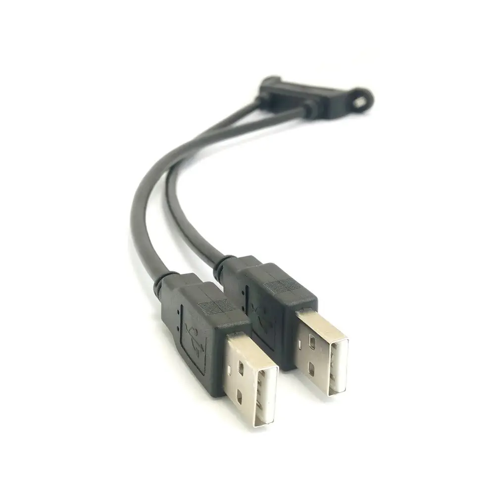 30cm 50cm Dual USB 2.0 Plug to Dual USB 2.0 Female USB 2.0 Extension Cable with Screw Panel Mount Male to Female