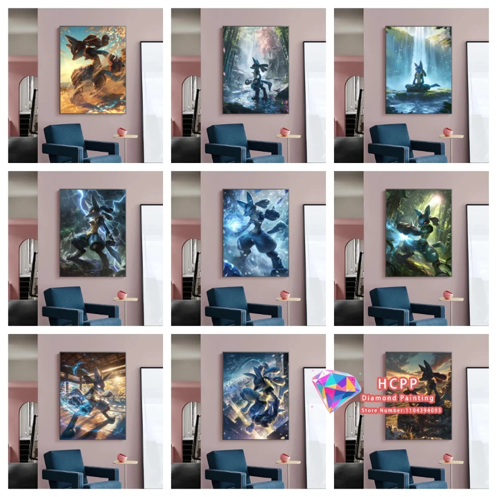 

Classic Anime Pokemon Lucario Square Round Diamond Painting Kit 5D DIY Cross Stitch Handmade Crafts Home Decor Festival Gift