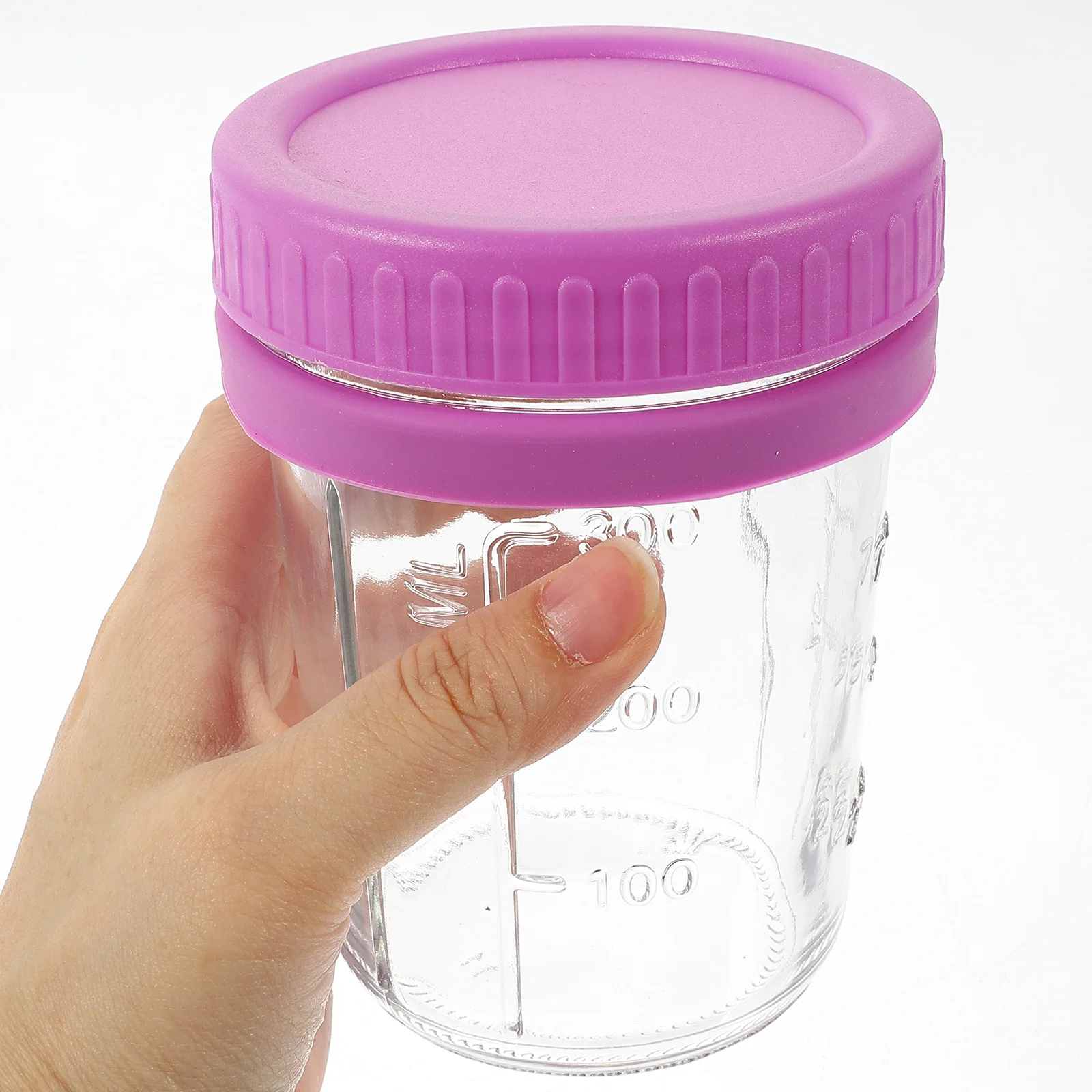

1Set Overnight Oats Container Glass Jar Lid Spoon Airtight Breakfast Cup Portable Food Storage Jar Overnight Oats Cup