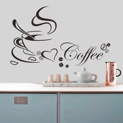 Taza de café caliente con cita de vinilo de corazón, pegatinas de pared extraíbles de cocina de restaurante, bricolaje, decoración del hogar, MURAL de arte de pared