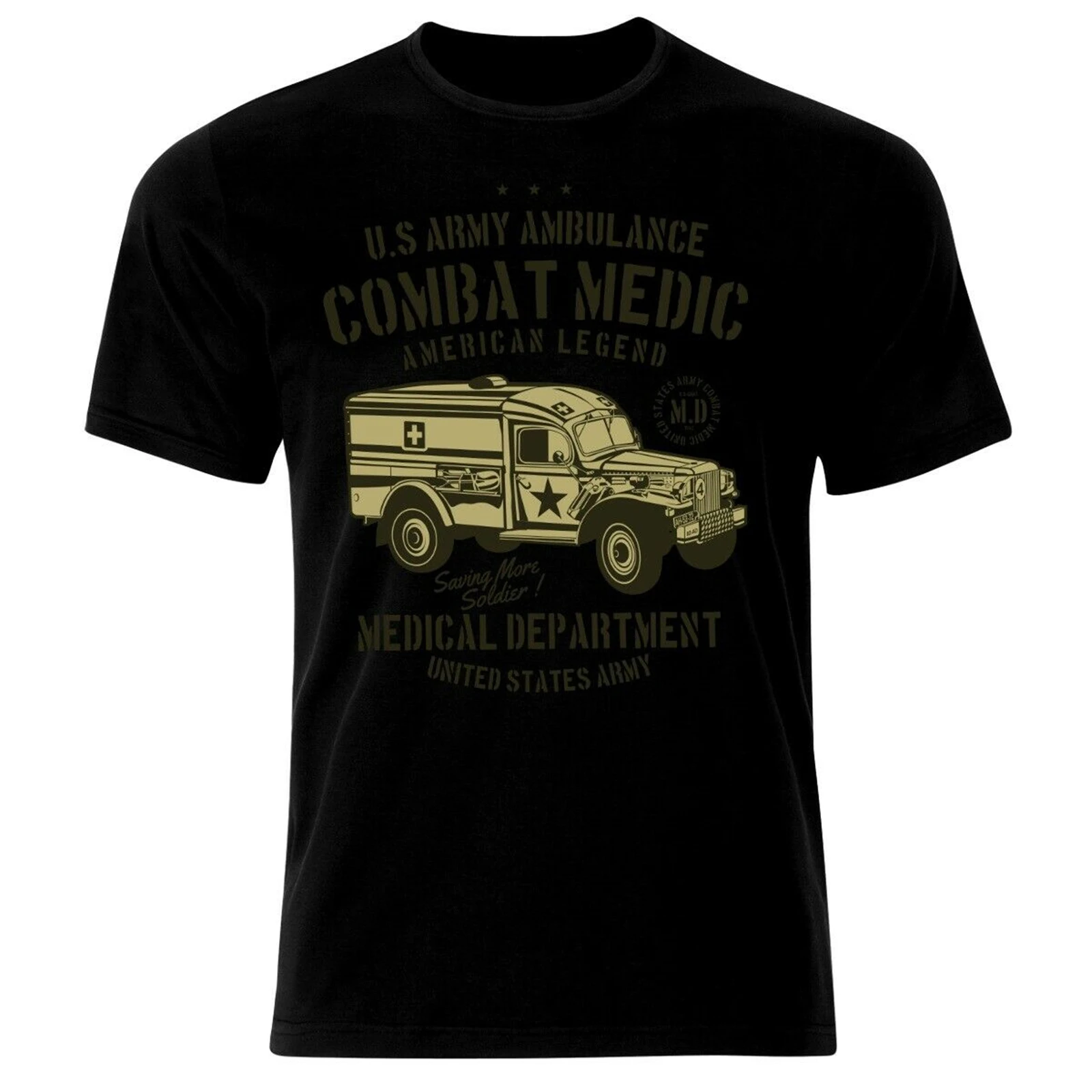 

US Army Ambulance Combat Medic T-Shirt Men's 100% Cotton Casual T-shirts Loose Top New