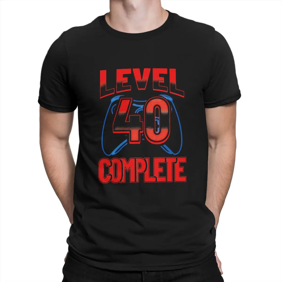 Level 40 Complete Classic TShirt For Men Gamer Gaming Controller Clothing Novelty Polyester T Shirt Soft