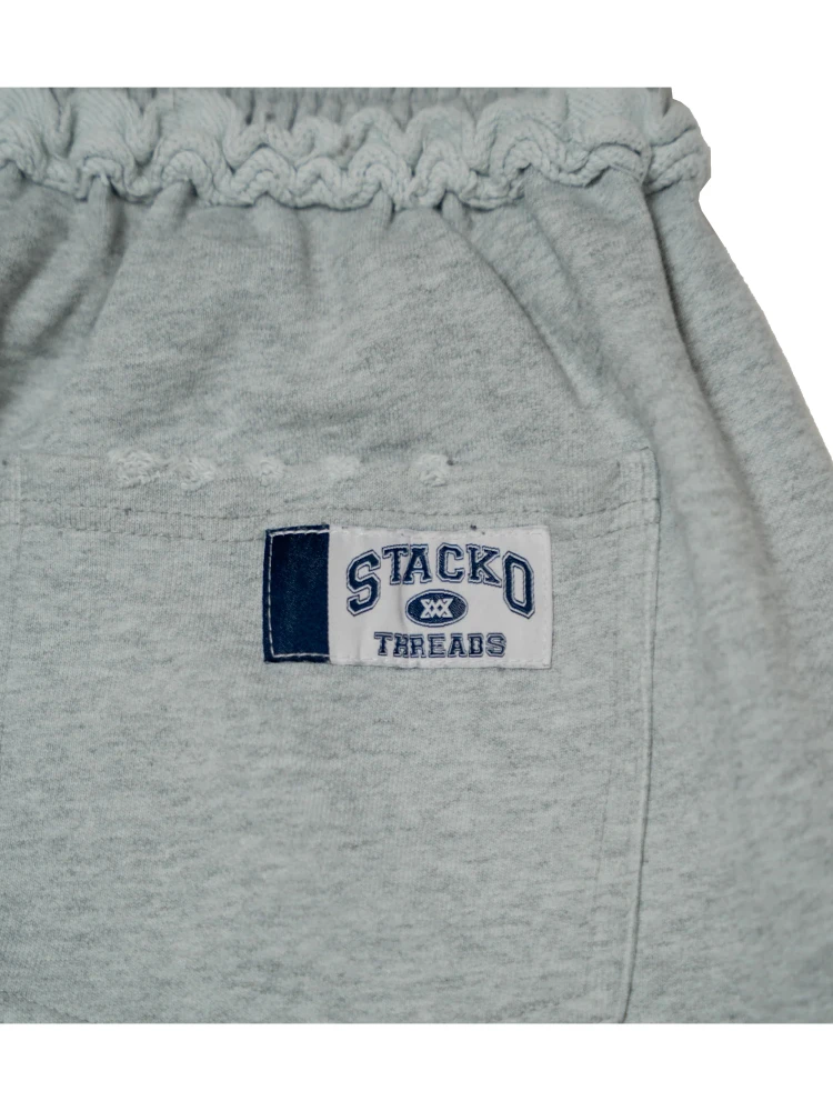 Streetwear Retro Pilot Sweatshorts Grey Crest Graphic Woven Label Frayed Long Shorts Y2K Swag Hip Hop Terry Unisex Baggy Shorts