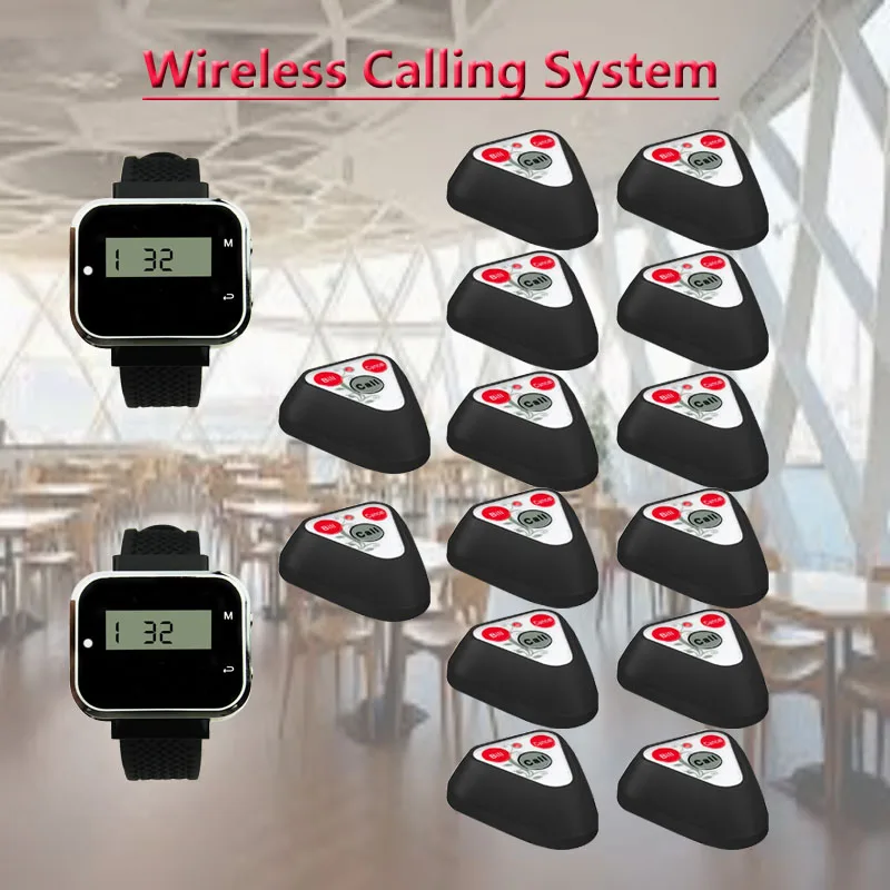 

QWICALL 14 Long Range call buttons 2 watch pager/ rechargeable watch receivers waiter calling systems restaurant equipment