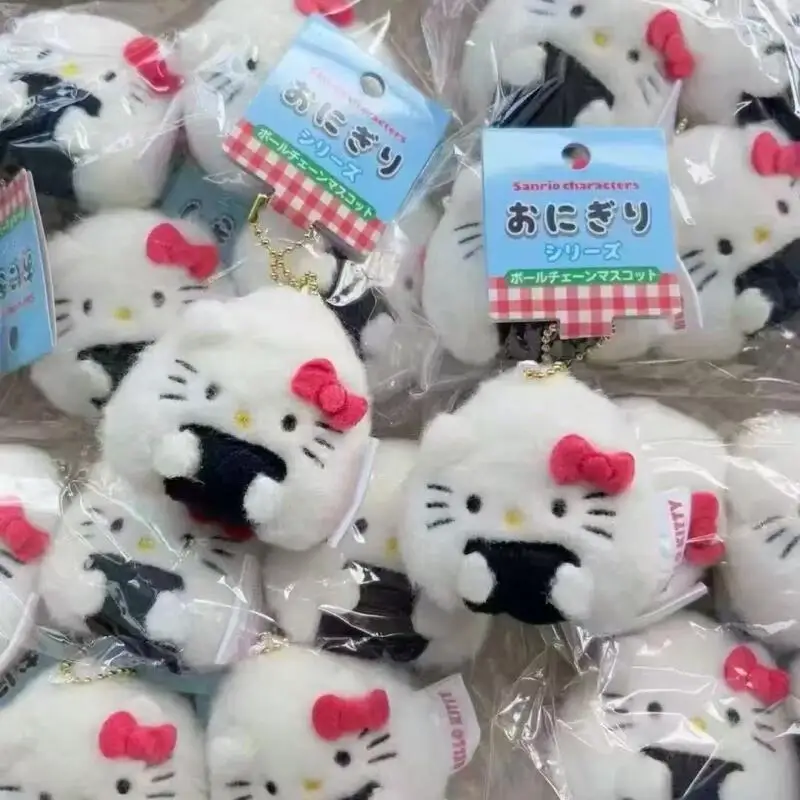 

Милый плюшевый брелок Hello Kitty Онигири Суши, пушистая кукла-кошка КТ, мягкая игрушка-подвеска для сумок, украшение для декора сумок