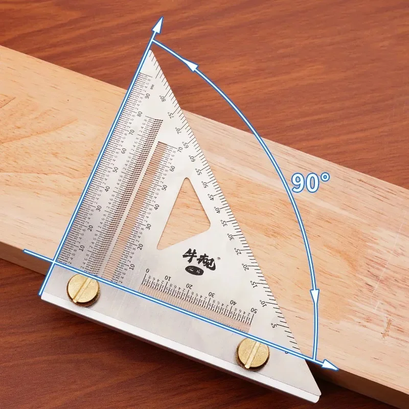 Waterproof Aluminum Alloy Triangle Ruler Corrosion Scale High Precision Right Angle Measuring Tape Woodworking Household Tools