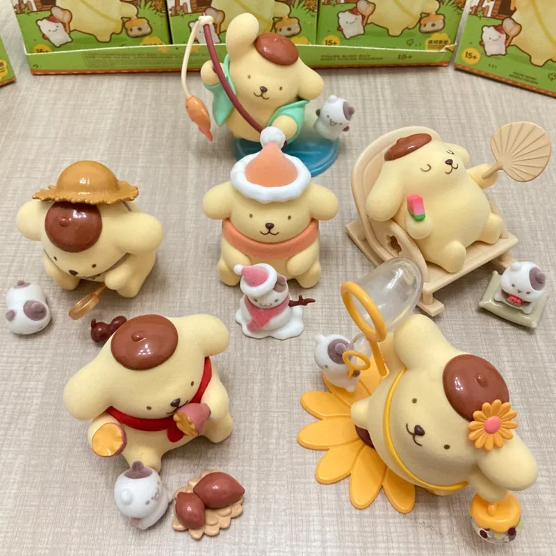 Kawaii Childhood Four Seasons Series Pompompurin Action Figure Toys Anime Dog Dolls Plush Decorative Handmade Gifts For Kids