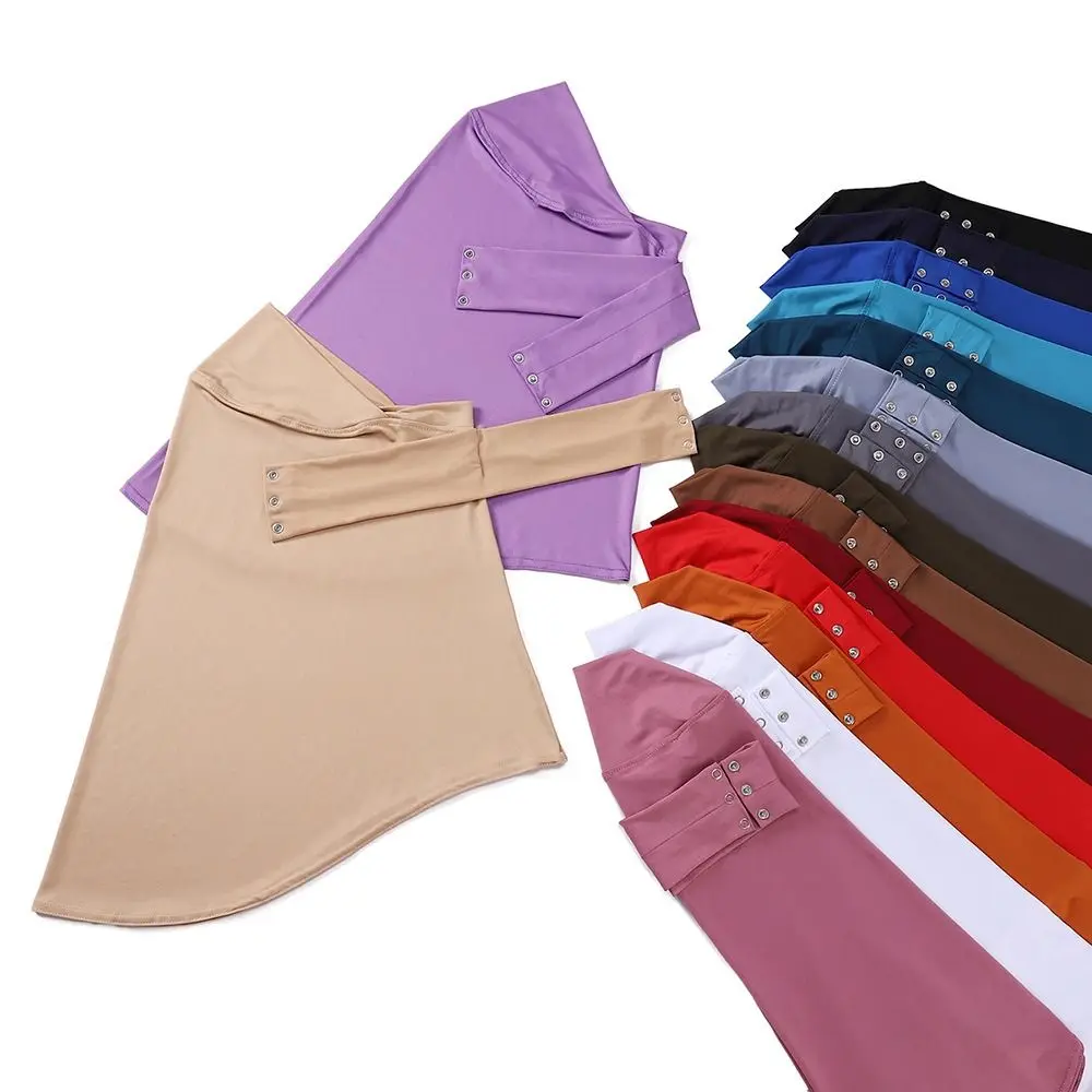 

Snap Fastener Ramadan Hijab Breathable Soft Triangle Hair Scarf Adjustable Solid Color Arabic Turban Hair Accessories