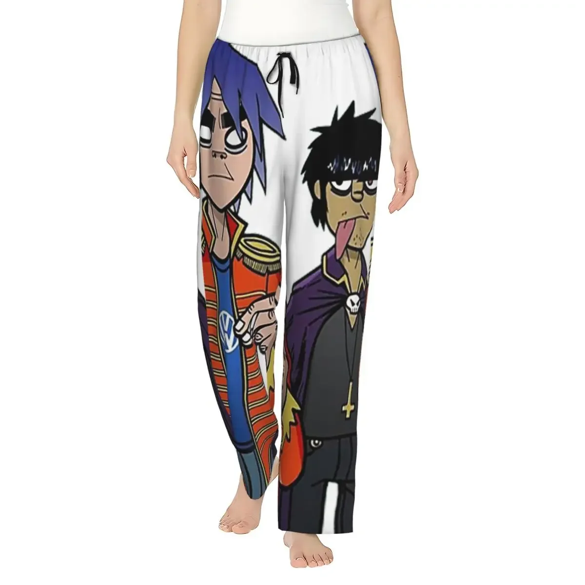 

Женские пижамные брюки Custom Gorillaz для дома и сна с карманами