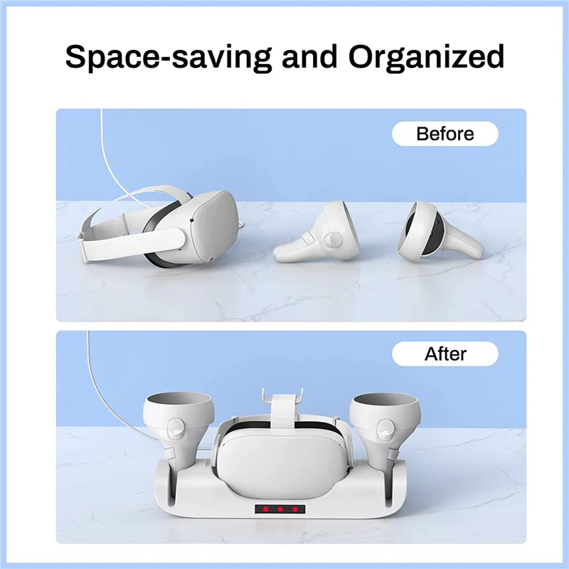 VR Charging Dock for 2, Charge Controllers and Headset Simultaneously, VR Charger Station Accessories