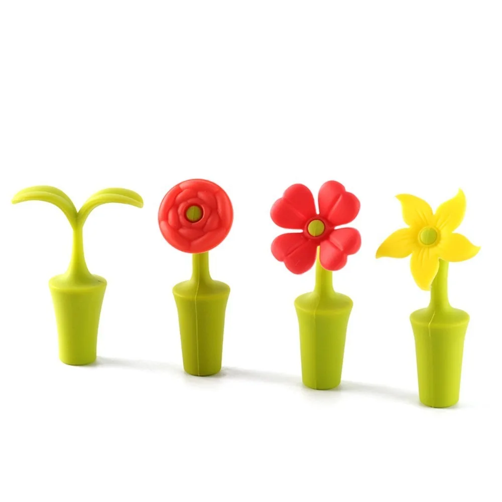 New Silicone Wine Bottle Stopper Flower Type Leak Proof Beer Cap Stopper Durable Wine Bar Accessories Bottle Sealer Stoppers view 2