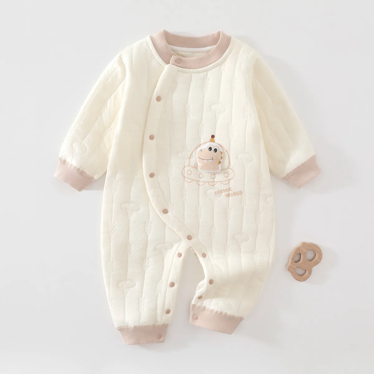 Autumn Winter Baby Romper Side Snaps Quilted Cotton Jumpsuit Soft Lightly Padded Infant Sleepwear Cartoon Onesie Unisex 0-18M